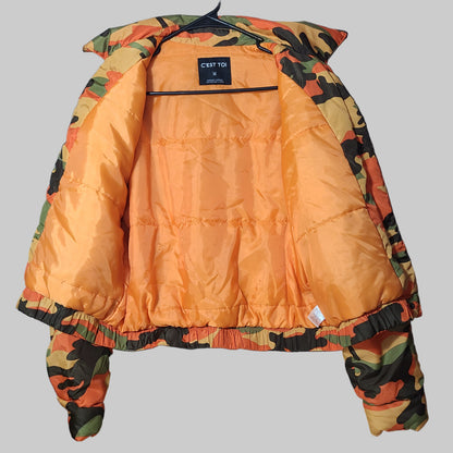C'est Toi Women's M Orange Camo Coat - LIKE NEW