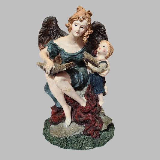 VTG Resin Stone Angel w/ Child Figurine - USED