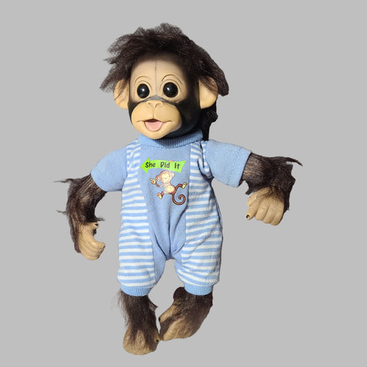 VTG Ashton Drake Life Like Monkey Doll - Double Trouble Chimpanzee Boy - USED