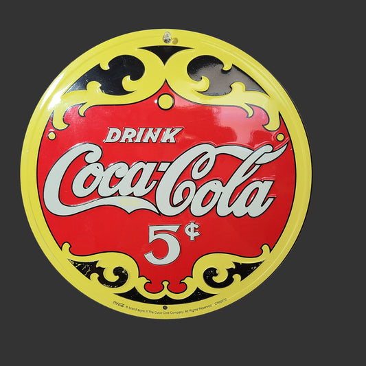 Drink Coca-Cola 5 Cent 12" Sign - USED