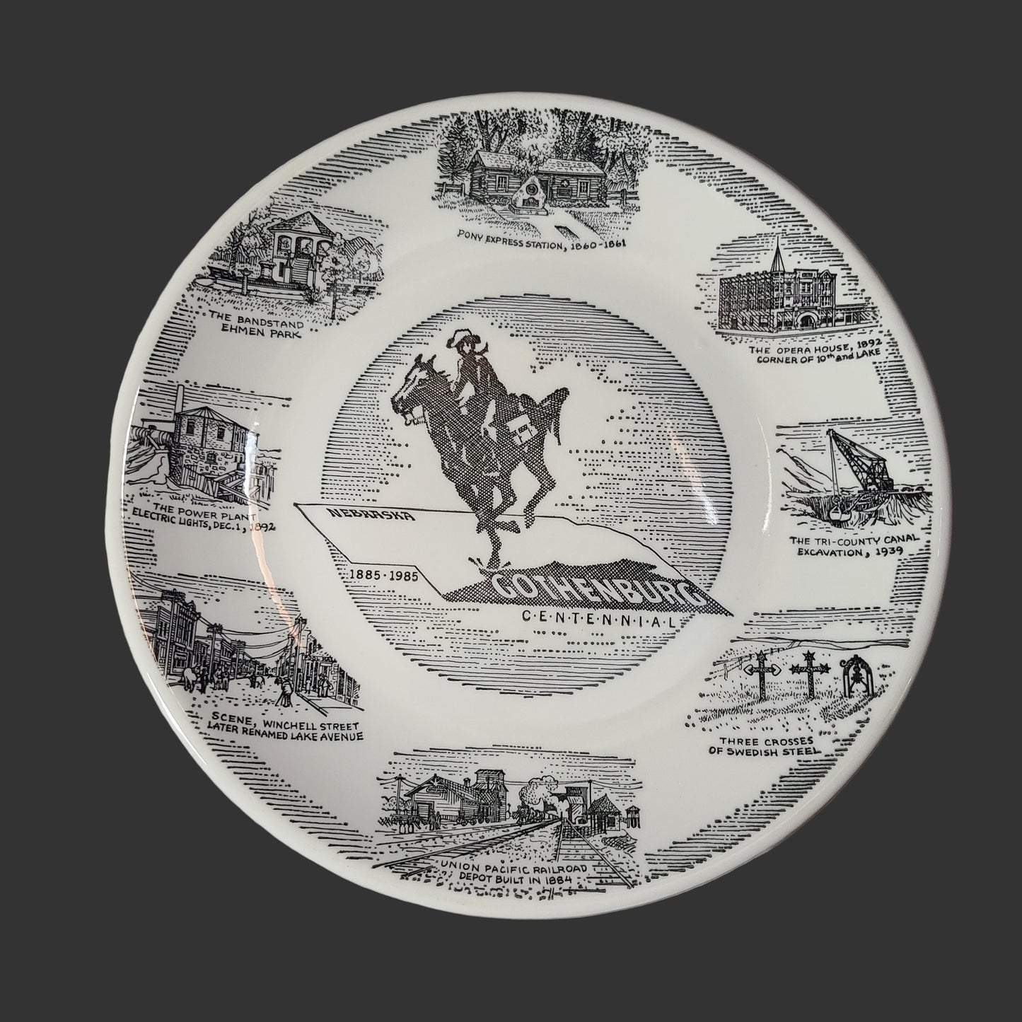 VTG 1885-1985 Gothenburg Nebraska Centennial Plate - LIKE NEW