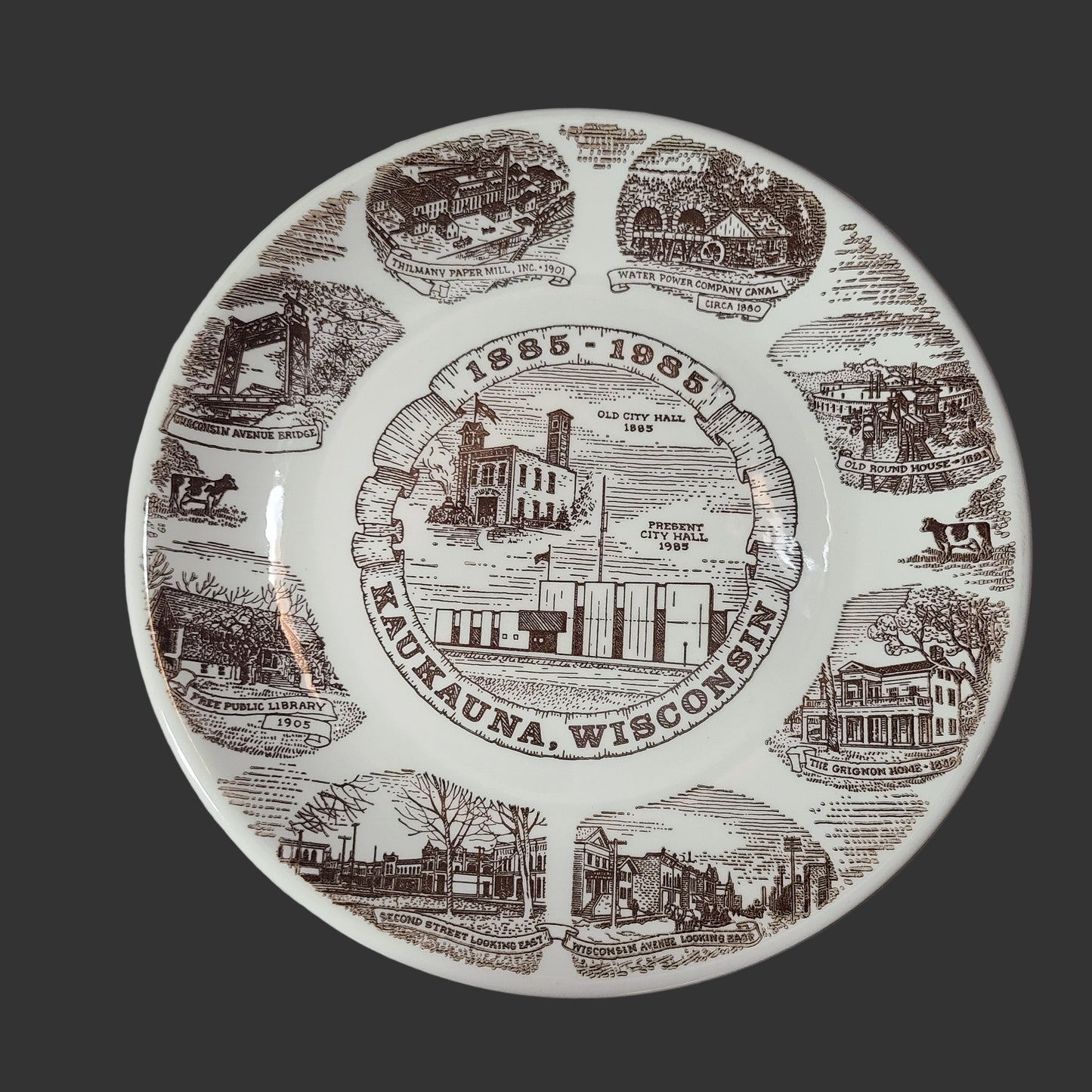 VTG 1885-1985 Kaukauna Wisconsin Centennial Plate - USED