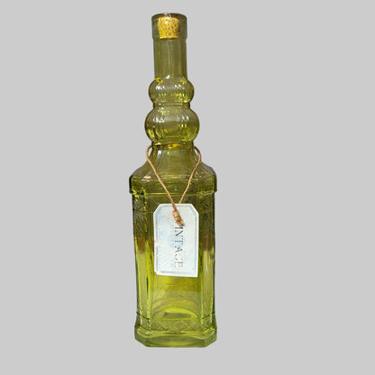 Vintage Collection Yellow Embossed Glass Bottle - USED