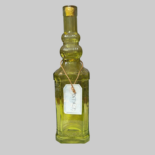 Vintage Collection Yellow Embossed Glass Bottle - USED