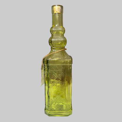 Vintage Collection Yellow Embossed Glass Bottle - USED