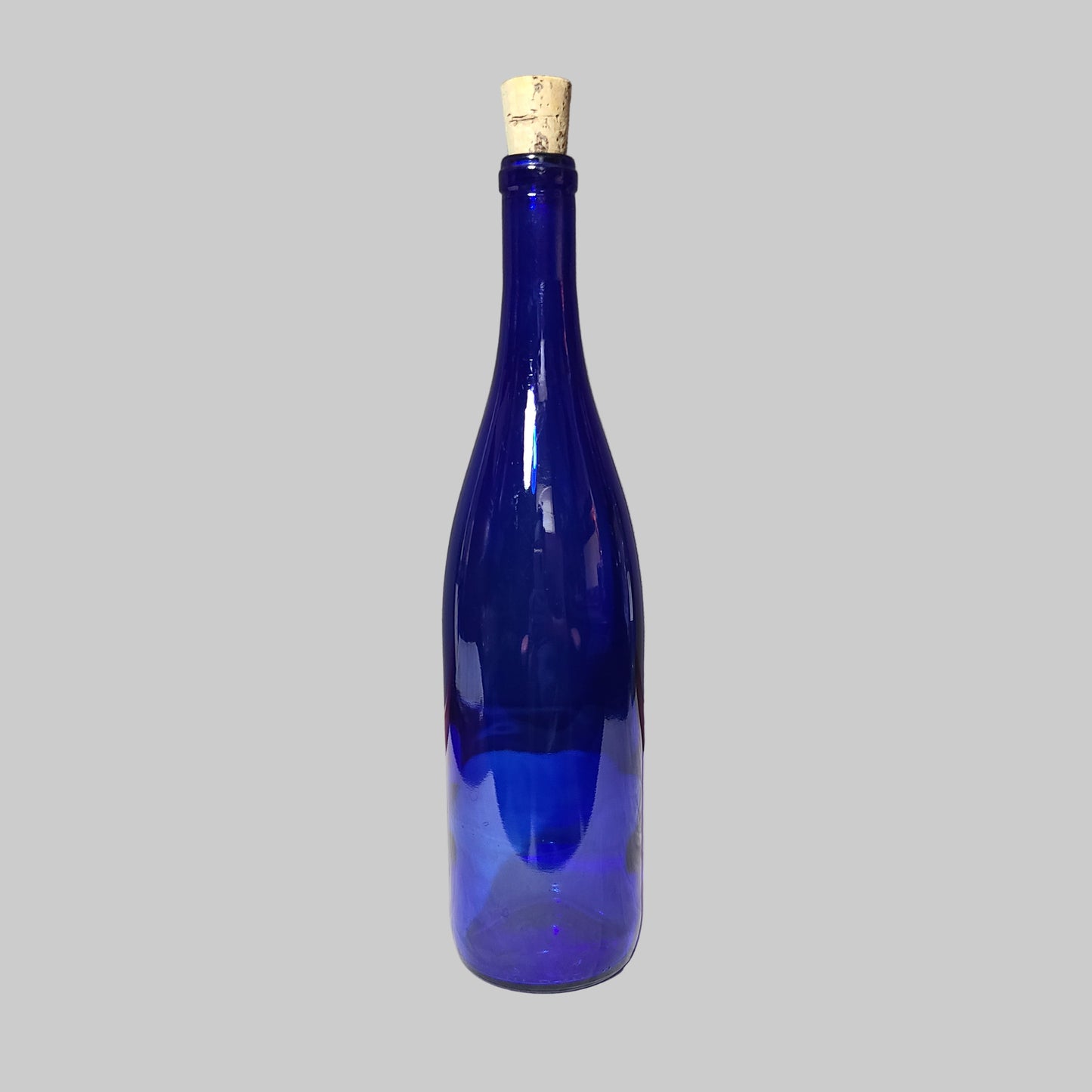 VTG Cobalt Blue Glass Bottle w/ Cork - USED
