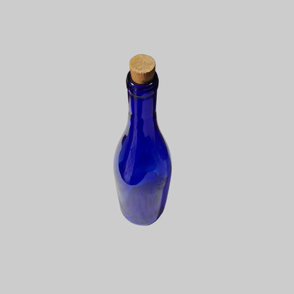 VTG Cobalt Blue Glass Bottle w/ Cork - USED
