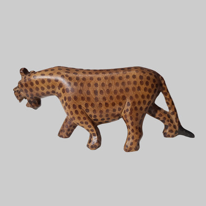 VTG Kenya Hand Carved Wooden Leopard - USED