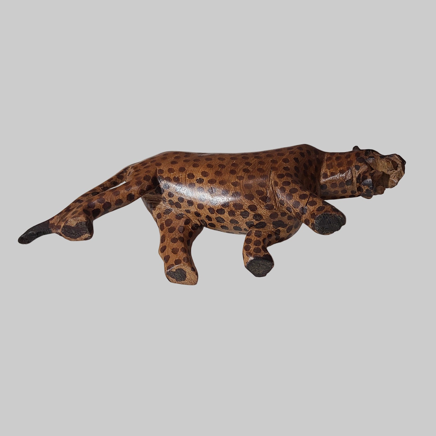 VTG Kenya Hand Carved Wooden Leopard - USED