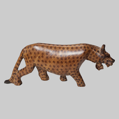 VTG Kenya Hand Carved Wooden Leopard - USED