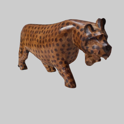 VTG Kenya Hand Carved Wooden Leopard - USED