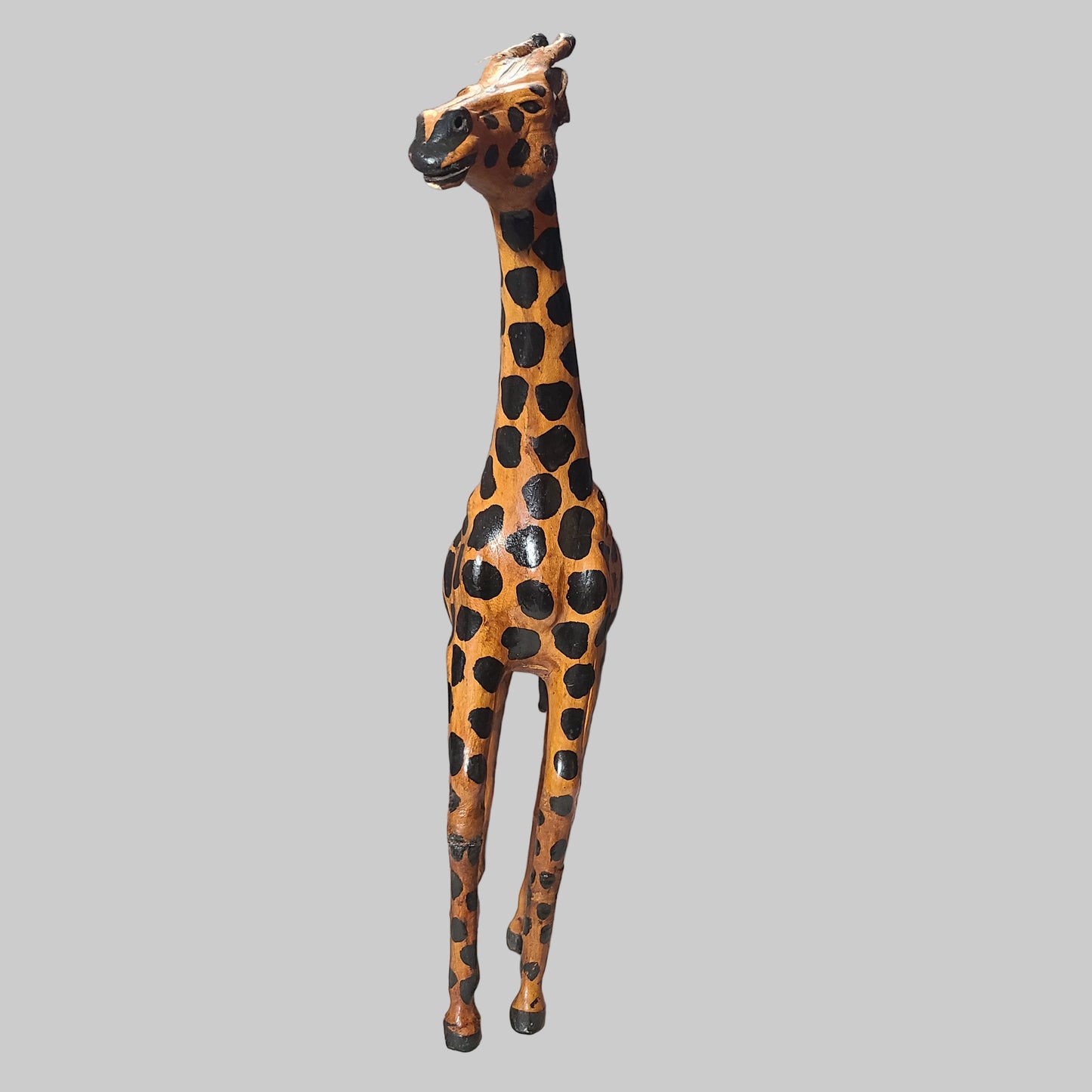 Rare VTG Leather Wrapped Brown Elephant & Giraffe Figurines - USED