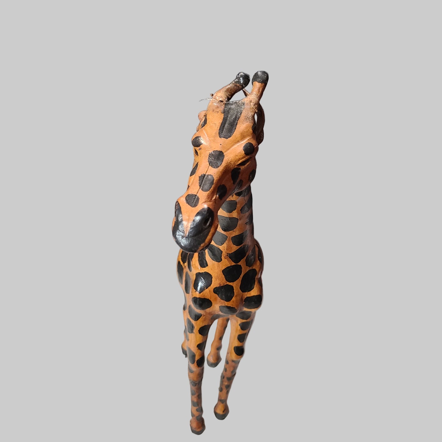 Rare VTG Leather Wrapped Brown Elephant & Giraffe Figurines - USED