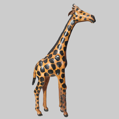 Rare VTG Leather Wrapped Brown Elephant & Giraffe Figurines - USED