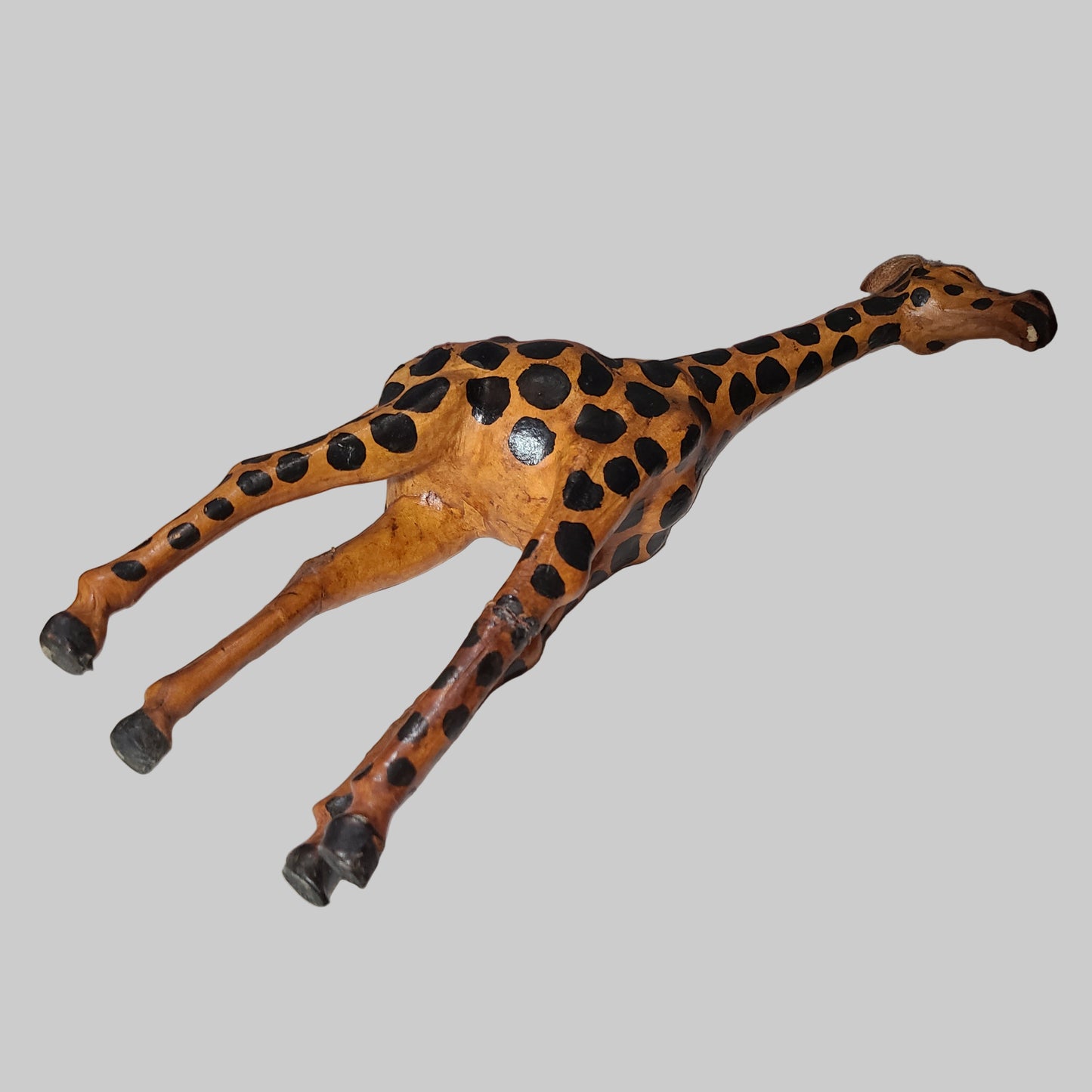 Rare VTG Leather Wrapped Brown Elephant & Giraffe Figurines - USED