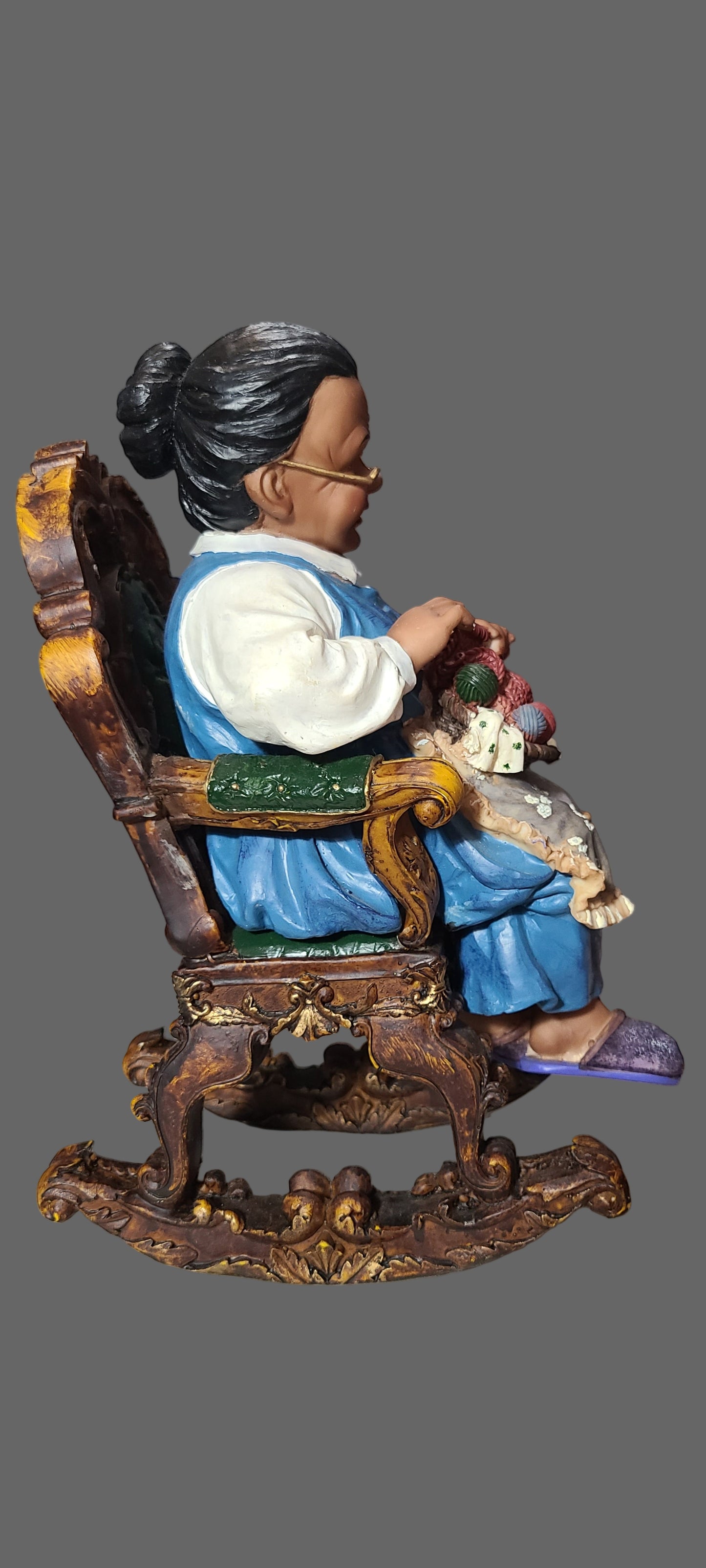 African American Grandma & Grandpa Rocking Chair Figurines - See Description - AS IS