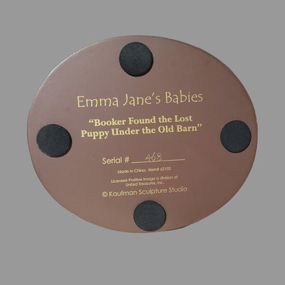 Retired Emma Jane's Babies "Booker Found the Lost Puppy Under the Old Barn" Figurine - USED