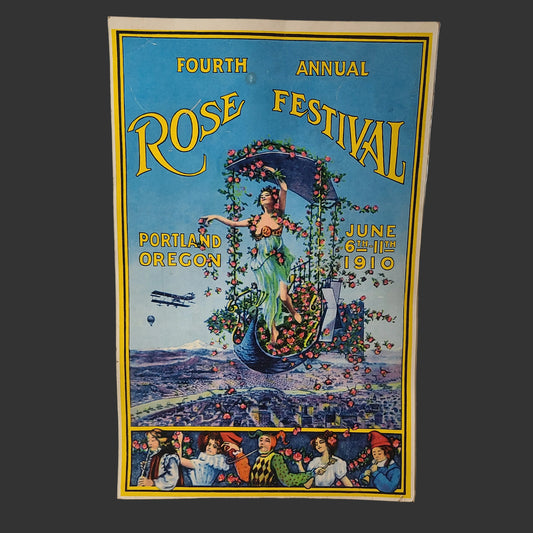 VTG 1910 Fourth Annual Rose Festival - Portland, Oregon Wall Poster - USED