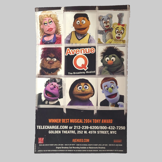 VTG 2004 Avenue Q The Broadway Musical Promotional Poster - USED