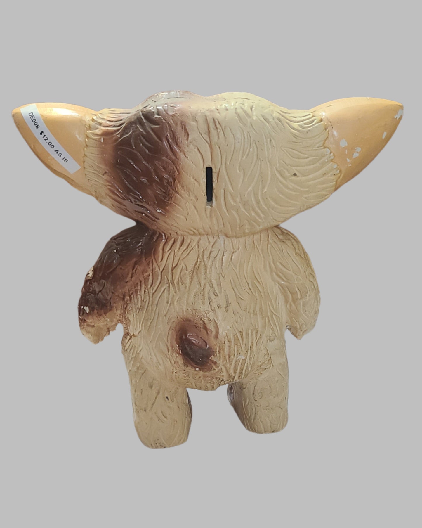 VTG 1980's Mogwai 11 3/4" Ceramic Money Bank - Chips/Broken Plug - AS IS