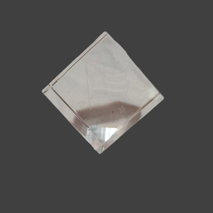 American Flag 1.5" 3D Laser Etched Clear Glass Paperweight w/ Case - LIKE NEW