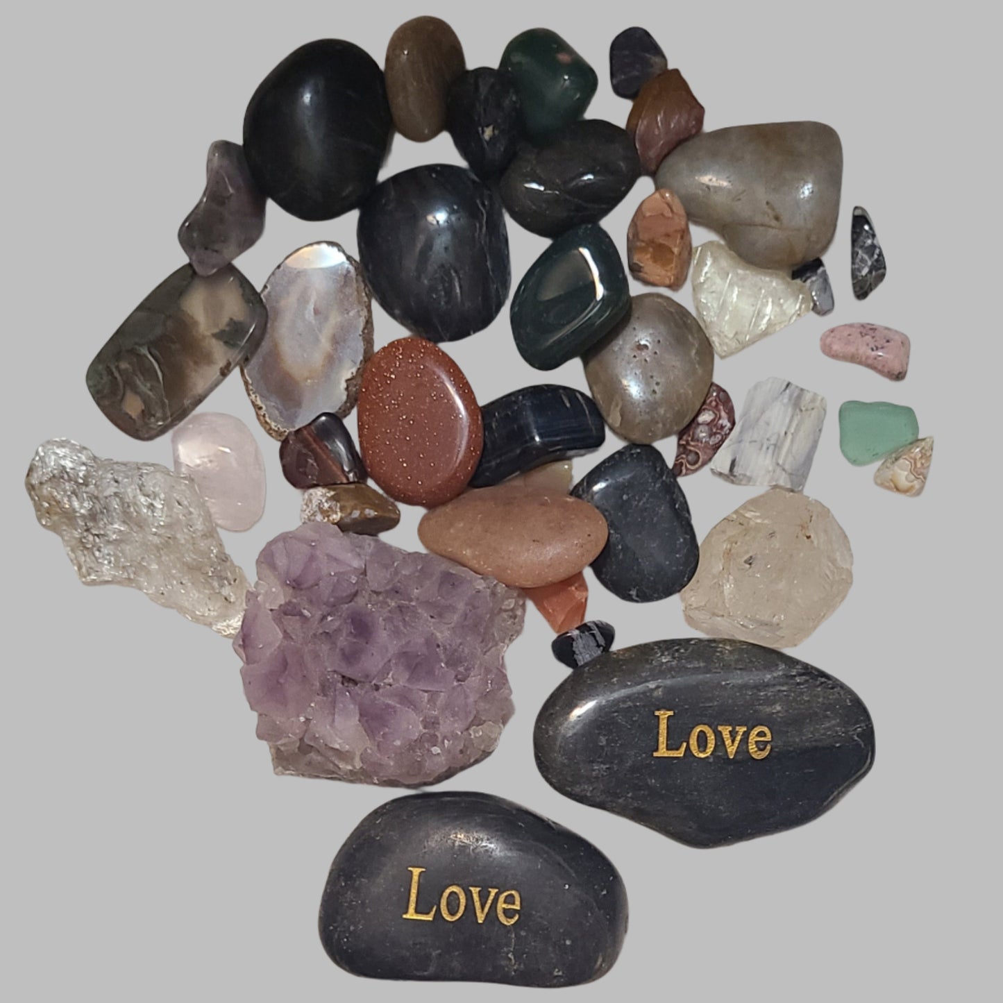 Jar of Miscellaneous Rocks/Crystals - Jar Included - USED