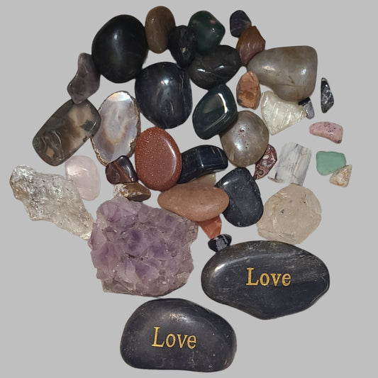 Jar of Miscellaneous Rocks/Crystals - Jar Included - USED