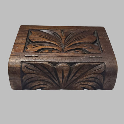 Hand-Carved Wooden Trinket Box - Book Shaped - USED