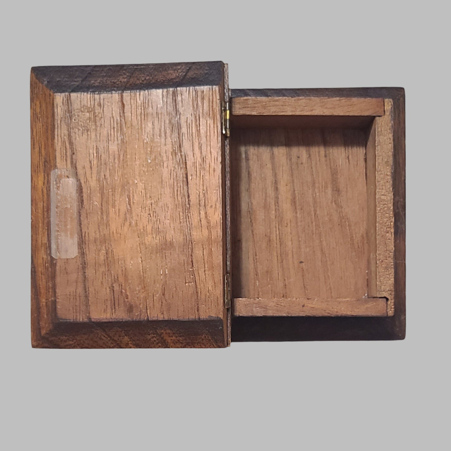 Hand-Carved Wooden Trinket Box - Book Shaped - USED