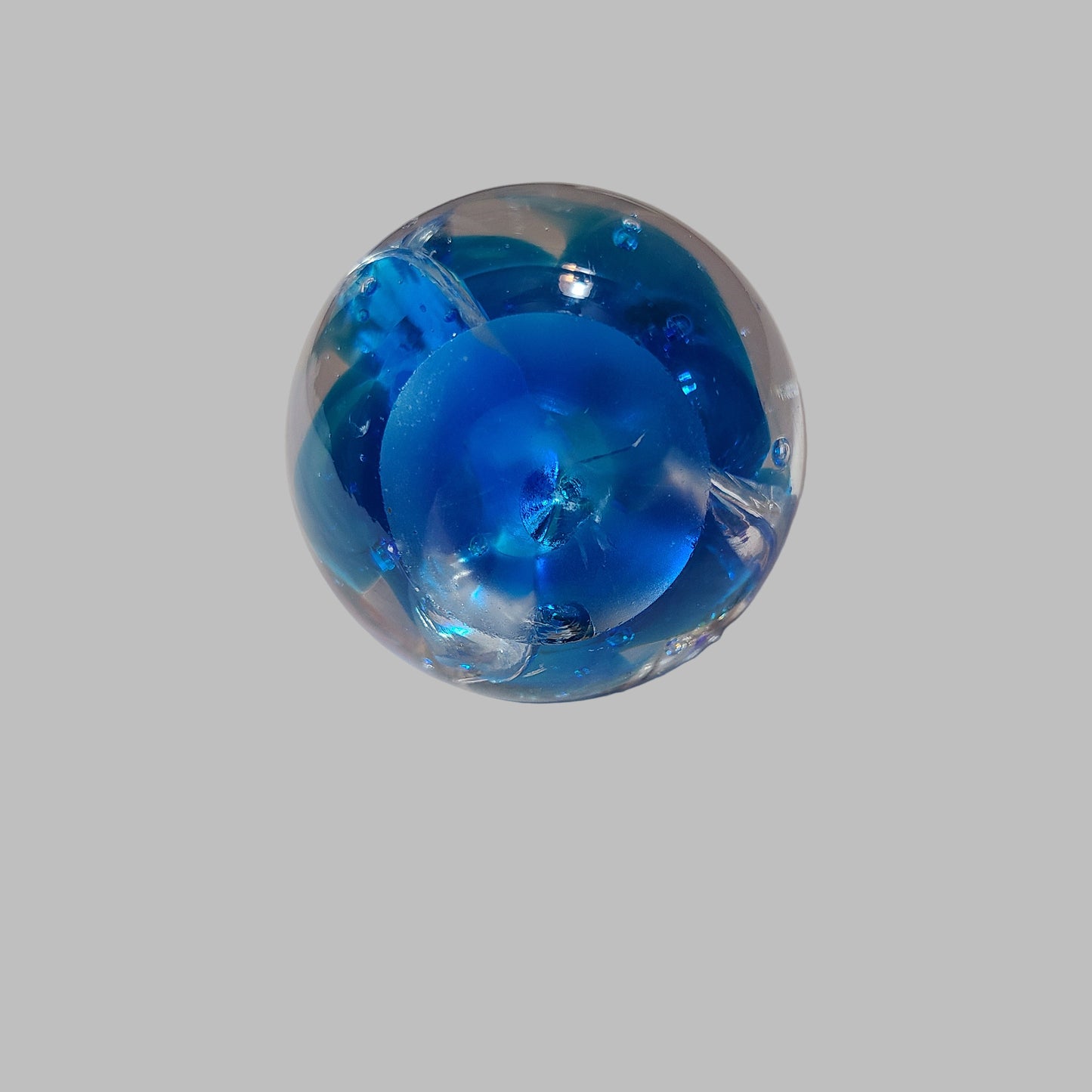 VTG Glass Blue Dolphin Art Paperweight - USED