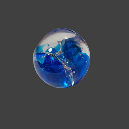 VTG Glass Blue Dolphin Art Paperweight - USED