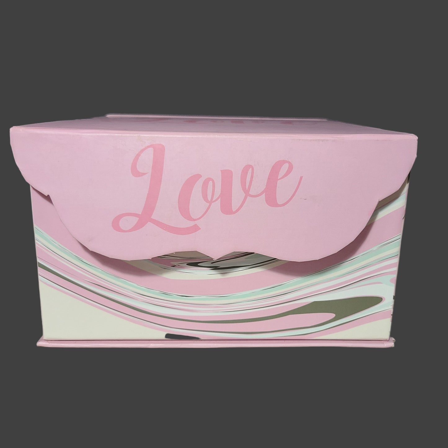 Pink "Love" Cardboard Gift or Storage Box - Velcro Closure - USED