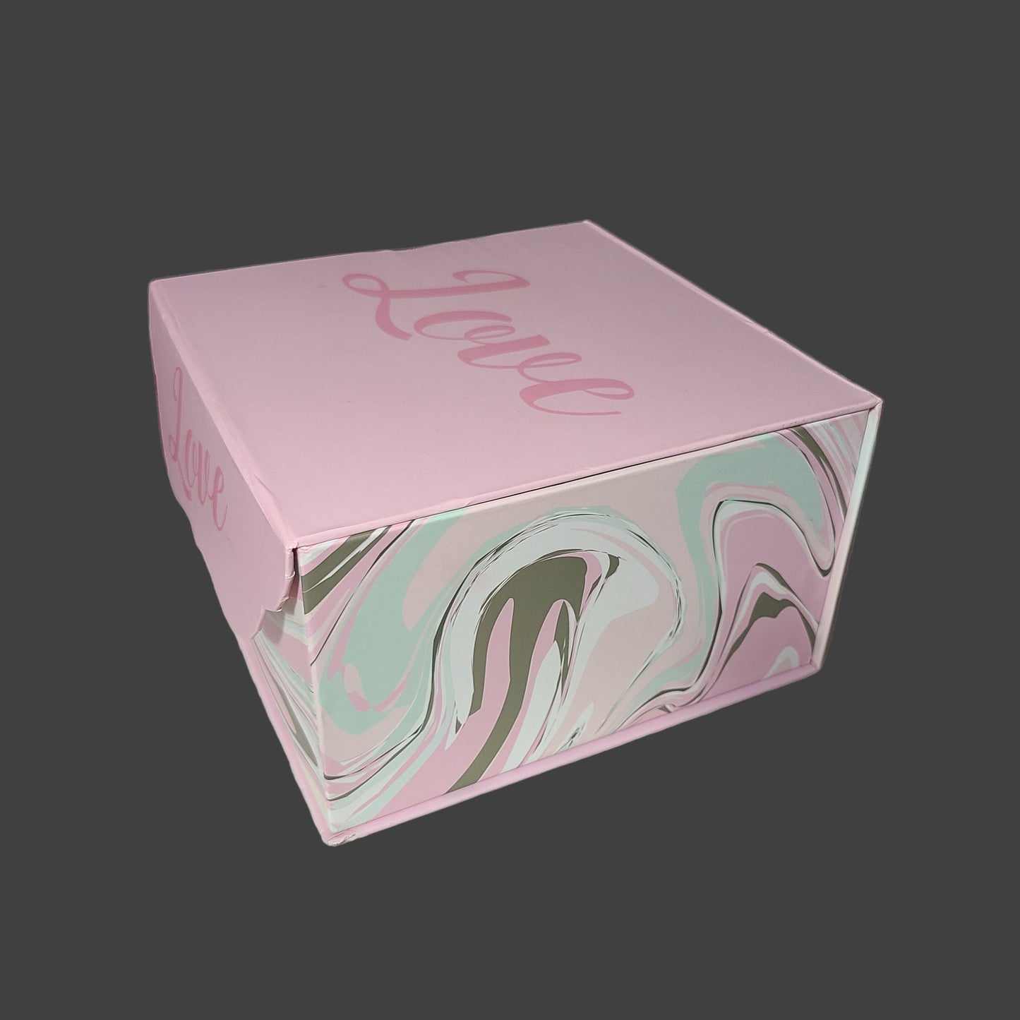 Pink "Love" Cardboard Gift or Storage Box - Velcro Closure - USED