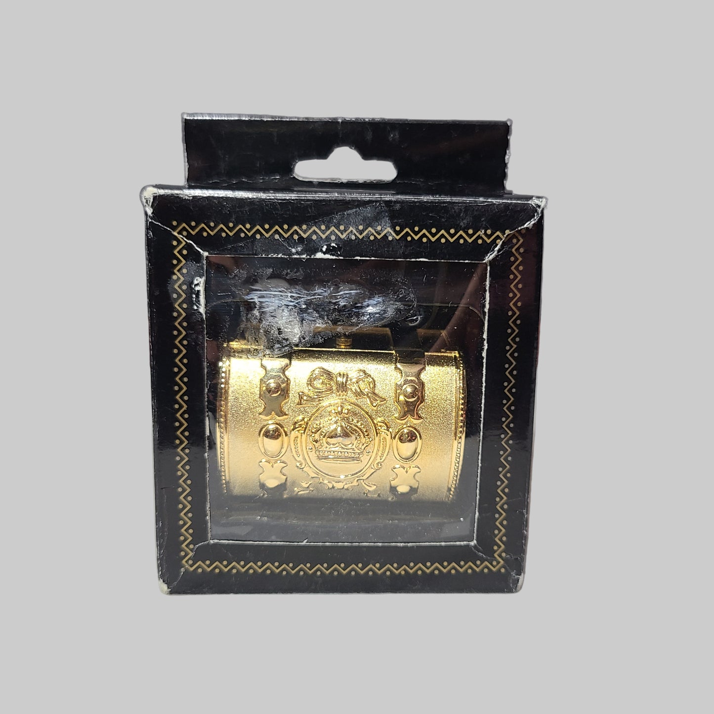 VTG Collezio Gold Brass Crown Chest Clock - Quartz Japan Movt. - Needs Battery - AS IS