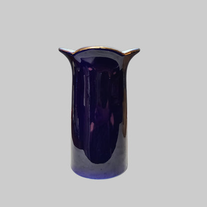 Pier 1 Cobalt Blue Iris Porcelain Vase w/ Gold Trim - LIKE NEW