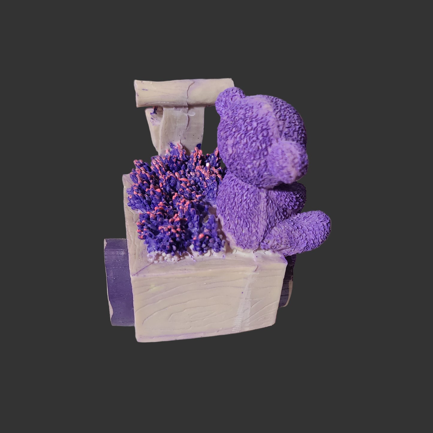 Lavender Waiting for Love Bear Resin Coin Bank - USED