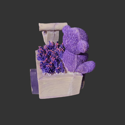 Lavender Waiting for Love Bear Resin Coin Bank - USED