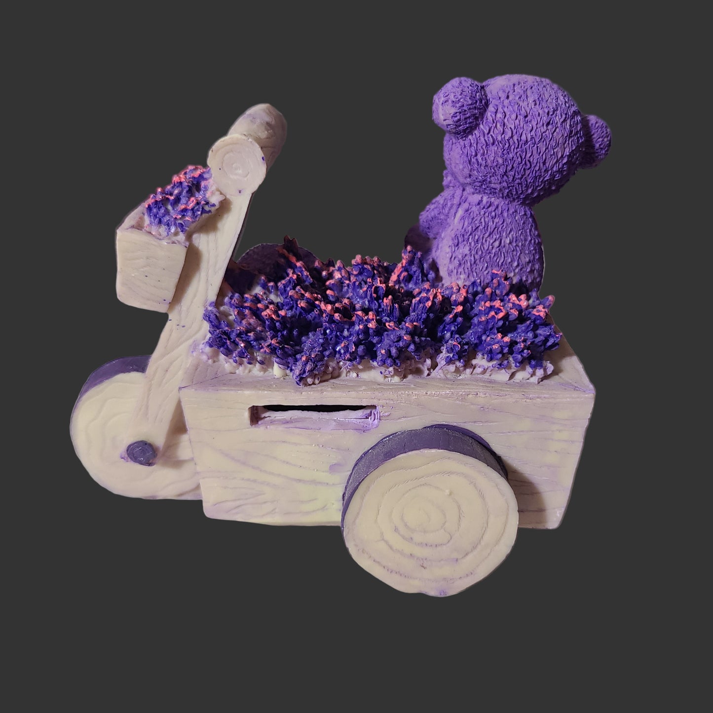 Lavender Waiting for Love Bear Resin Coin Bank - USED