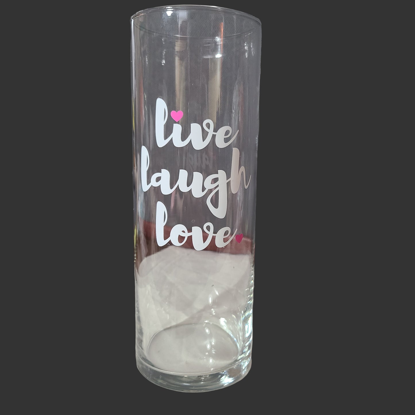Libbey Live Laugh Love Glass Cylinder Vase - USED