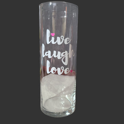 Libbey Live Laugh Love Glass Cylinder Vase - USED