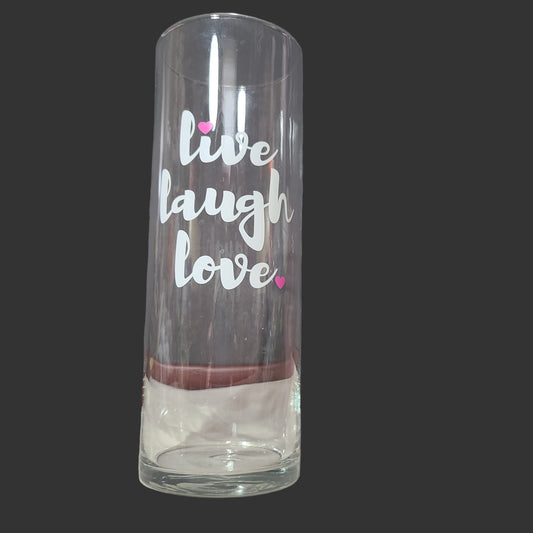 Libbey Live Laugh Love Glass Cylinder Vase - USED