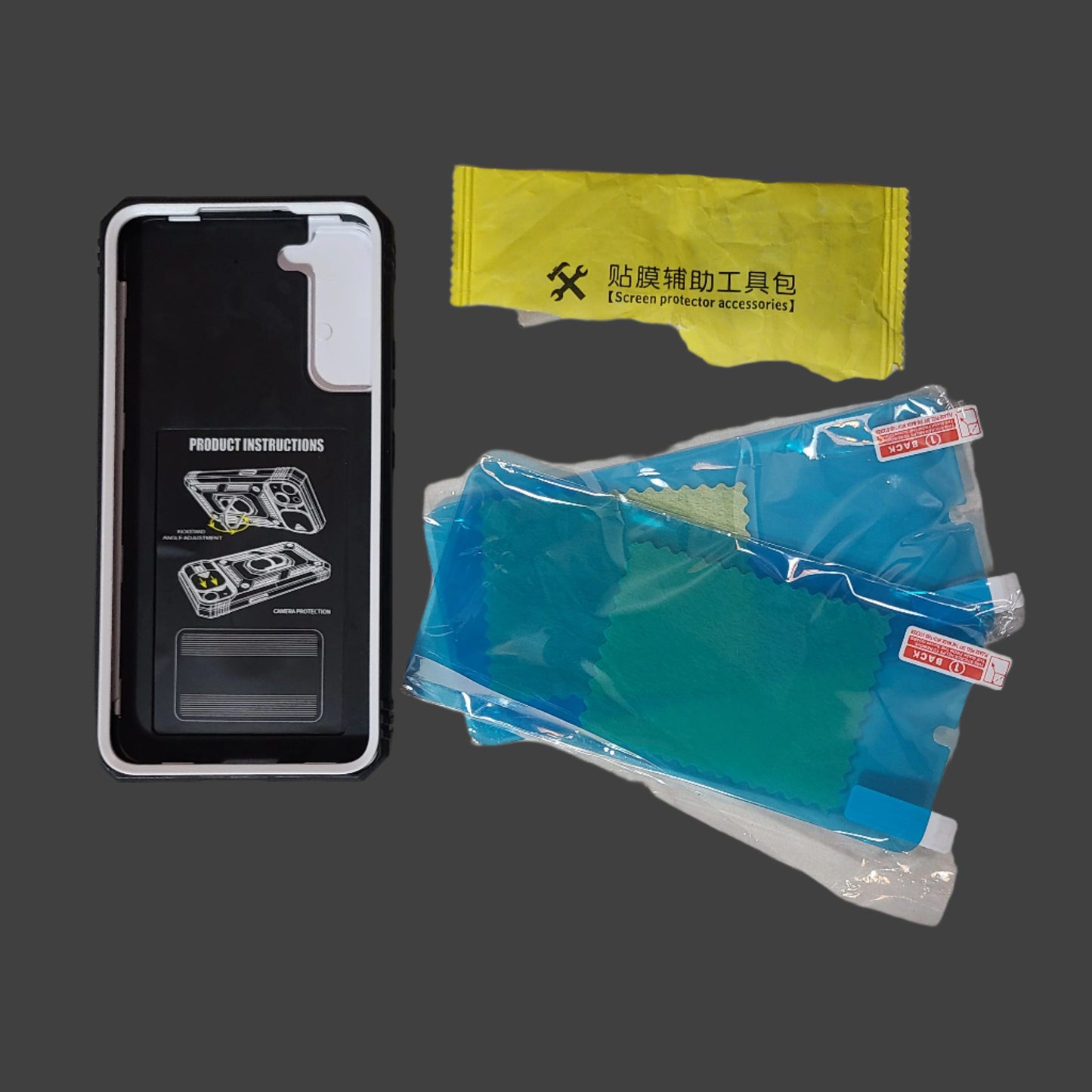 Gritup Samsung S22Plus White & Black Phone Case w/ Stand & Camera Slide - LIKE NEW