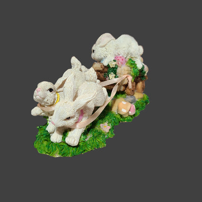 Trippie's Inc. Easter Bunny Sleigh Resin Figurine - USED