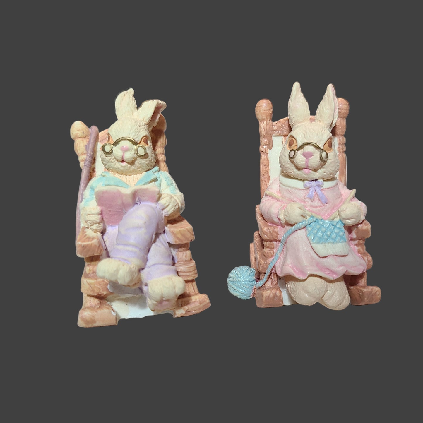 VTG 6PC Easter Bunny Family - Resin Figurines - USED