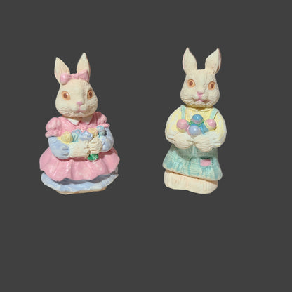 VTG 6PC Easter Bunny Family - Resin Figurines - USED