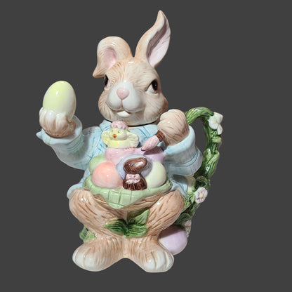 VTG Stoneware Easter Bunny Teapot - Small Chip on Ear - USED