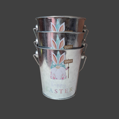 Set of 3 Small Tin Easter Pails - "Happy Easter" - LIKE NEW