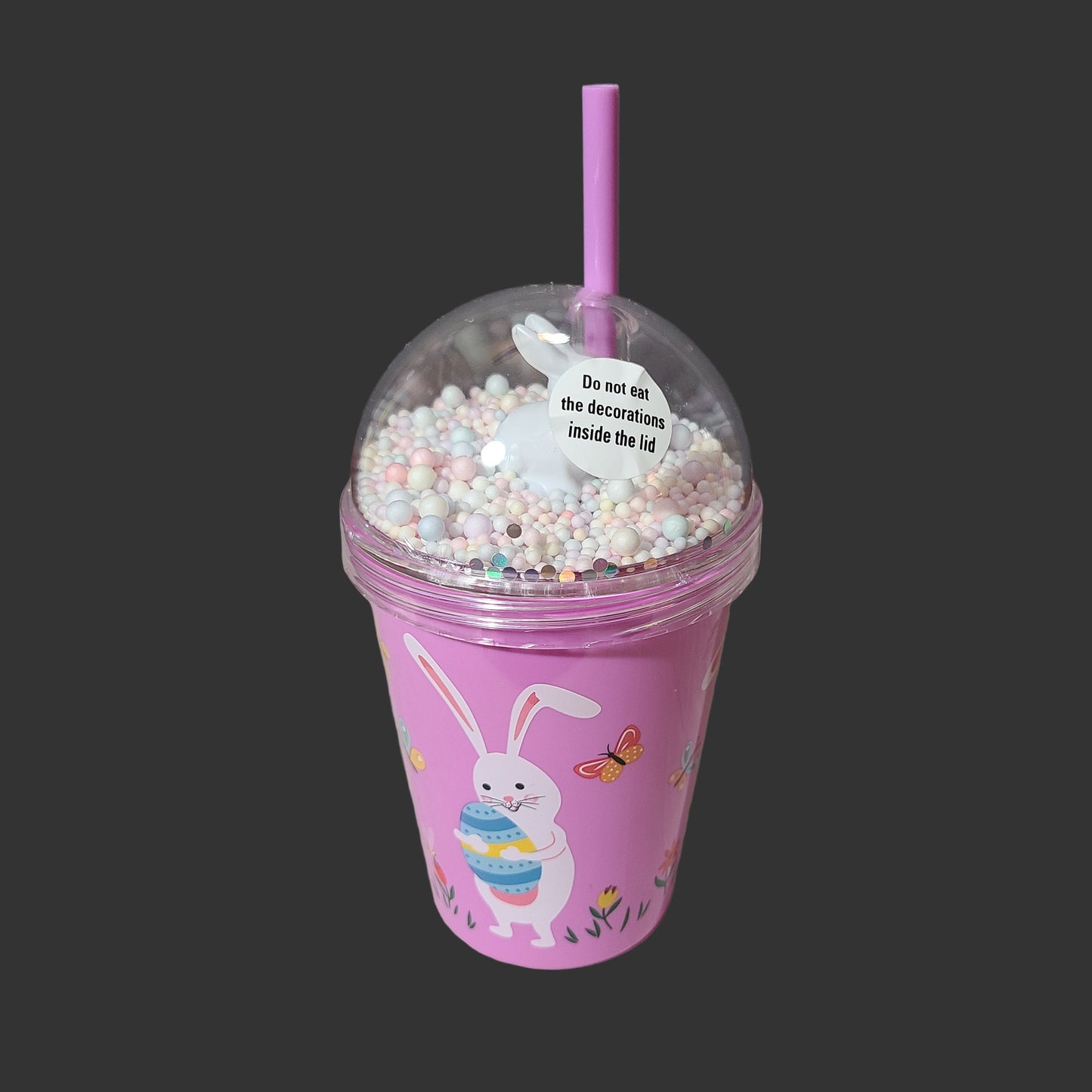Pink Easter Dome Tumbler w/ Straw - LIKE NEW