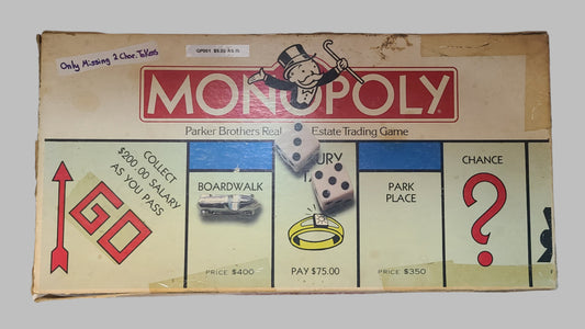 VTG 1985 Monopoly - Missing 2 Player Pieces - AS IS