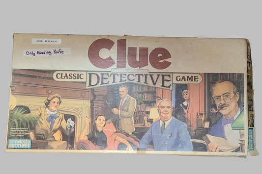 VTG 1986 Parker Brother's Clue Detective Game - Missing Knife Piece - AS IS